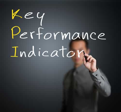 Person writing "Key Performance Indicators"