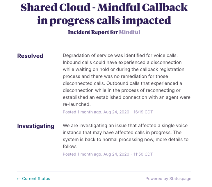 Example of incident report for Mindful