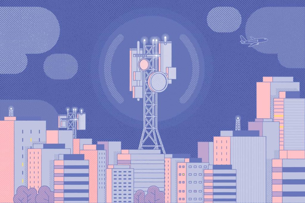 Telecom Cell tower in the middle of a city