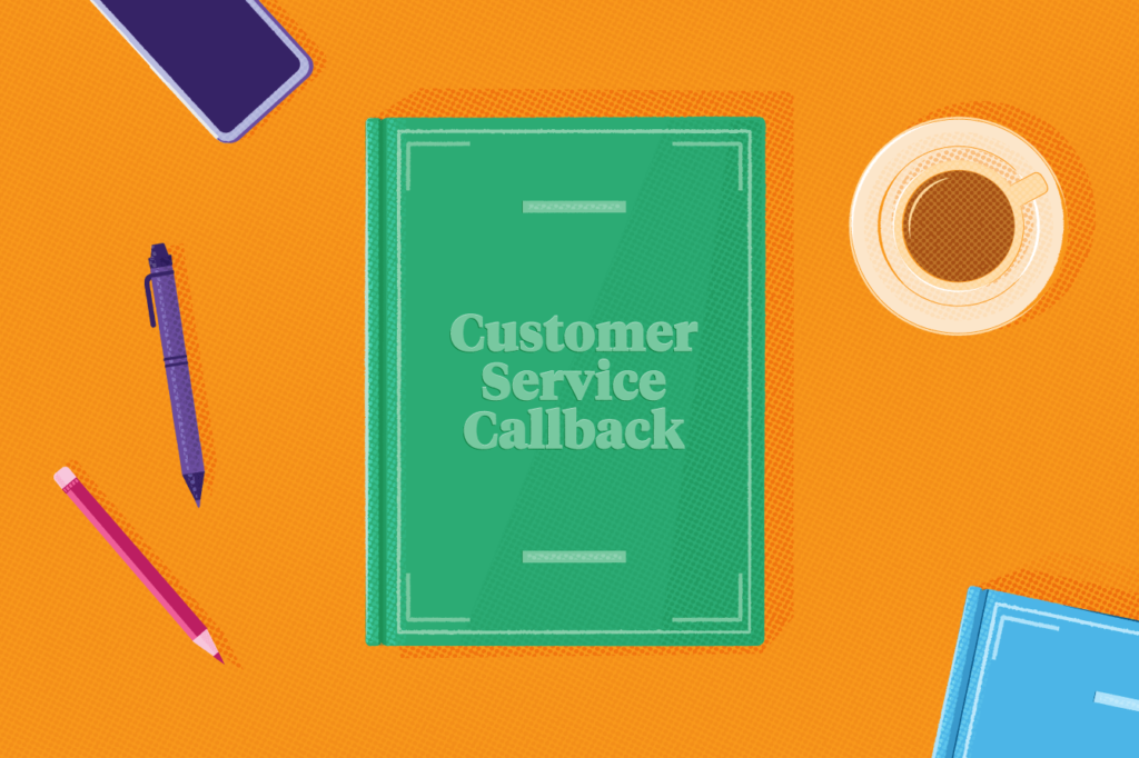 Book with "Customer Service Callback" on the front