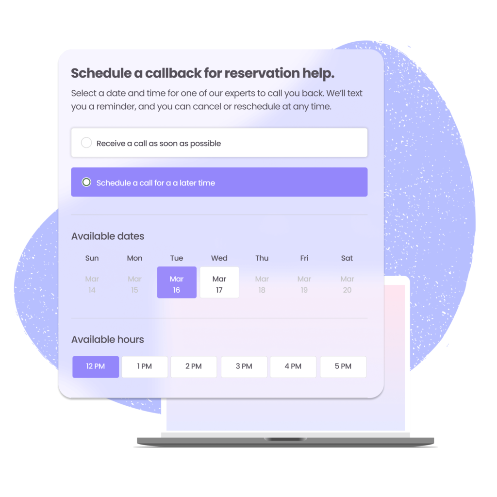 Image of scheduler widget in front of laptop.