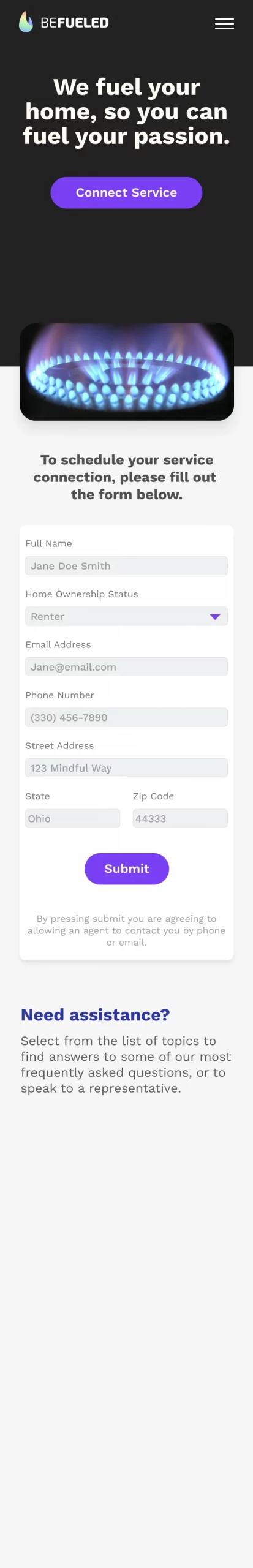 Natural gas install schedule web page