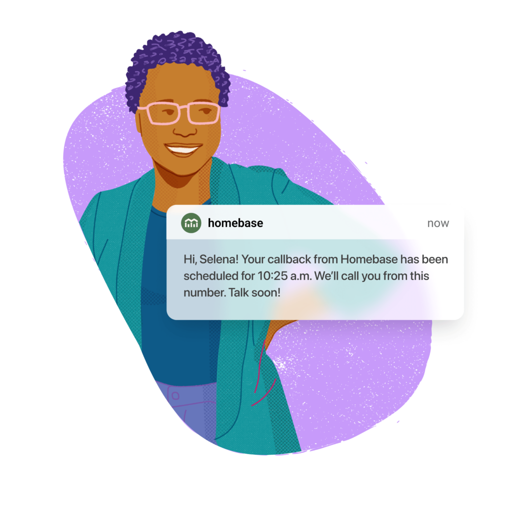 Image of happy woman with a text notification floating in front of her.