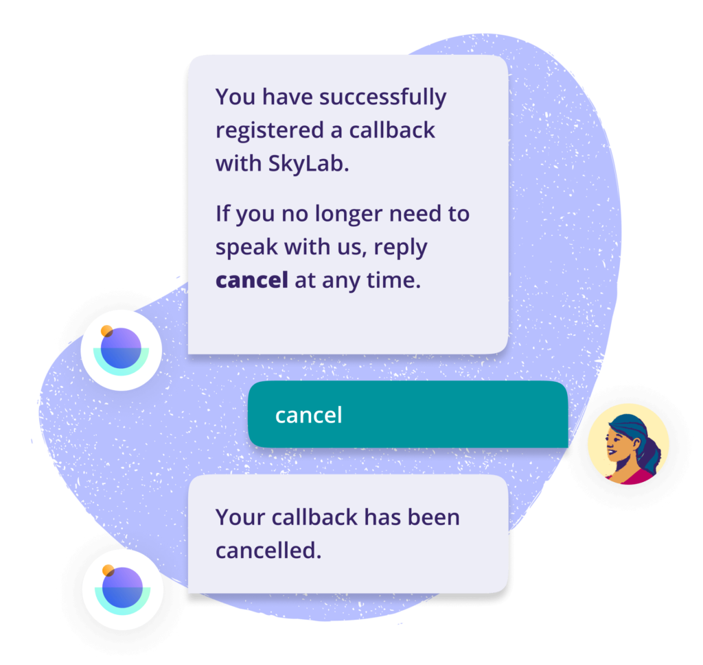 Callback confirmation text where the customer cancels the callback