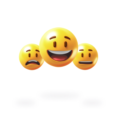 Smiley, frown and indifferent emojis.