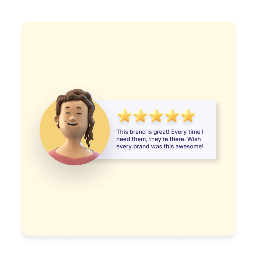 Image of a woman and her positive review of a customer service experience.