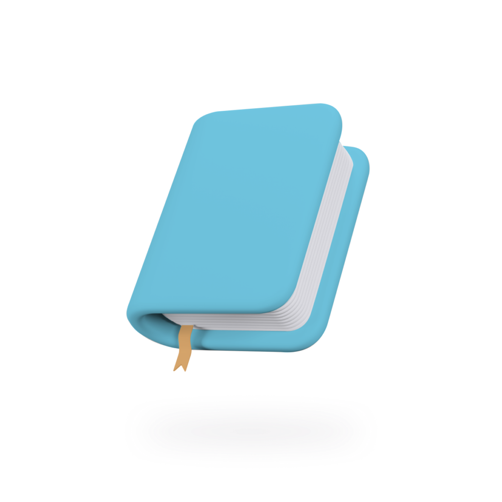 3d illustration of a blue book.